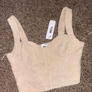 NWT Cream corduroy corset top with clasp and zipper on side